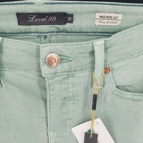Level 99  Mid rise Lily Crop Rollup Jean Mint New - Picture 8 of 11